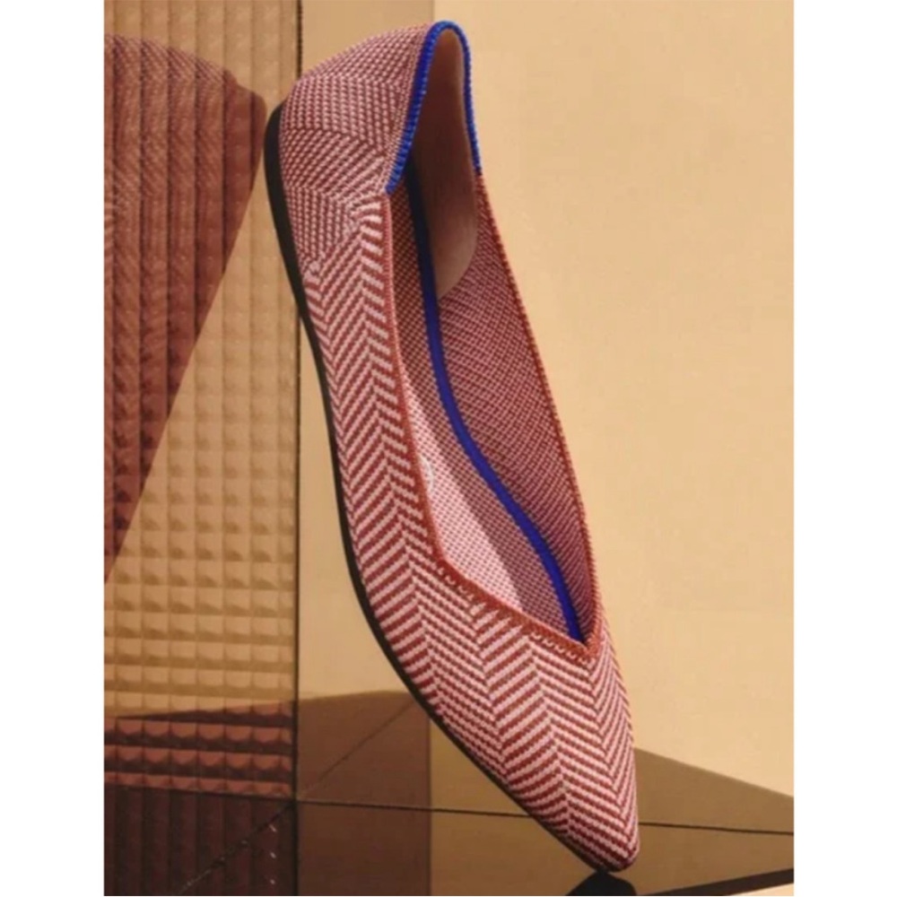 *Rare* Rothy's Amber Metallic Herringbone Pointed Ballet Flats Shoes